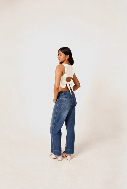 Verso Back Tie Crochet Top