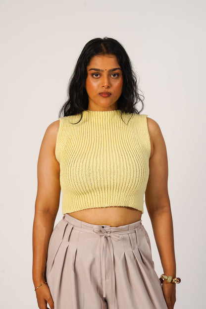 Front view of handmade butter yellow Ease Tank
