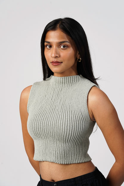 Front view of handmade grey Ease Tank
