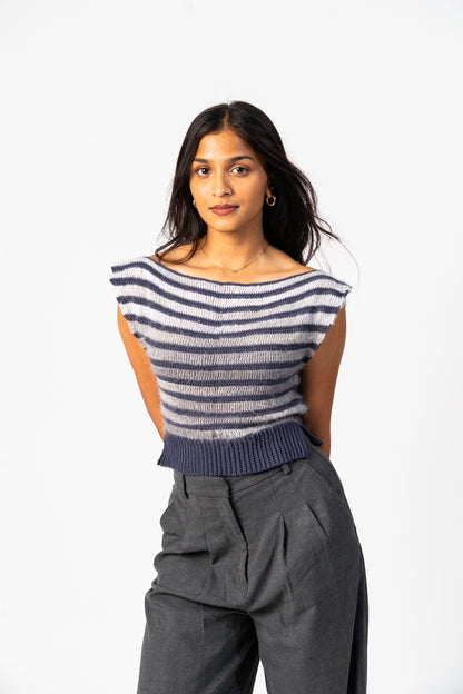 Detailed stitch texture of The Haze crochet top